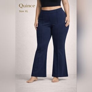 Quince Women's Ultra-Stretch Ponte Flare Leg Pants Navy Blue Size XL